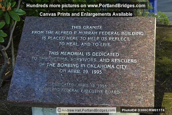 Granite from Murrah Federal Building, Commemorative Plaque, Portland
