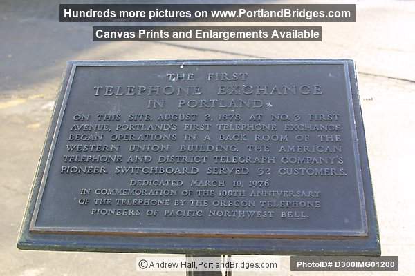 First Telephone Exchange Plaque (1976), Portland, Oregon