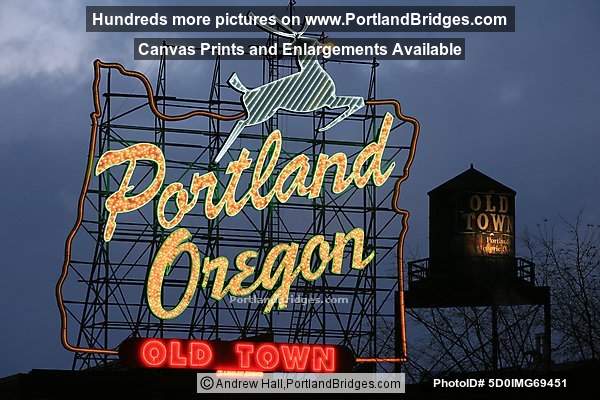 Portland, Oregon Sign, Dusk, 2010