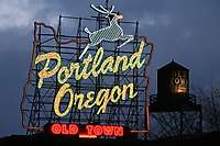 Portland Oregon Sign Dusk 