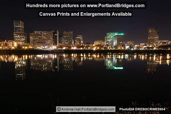 Portland Cityscape, River Reflections, Dusk