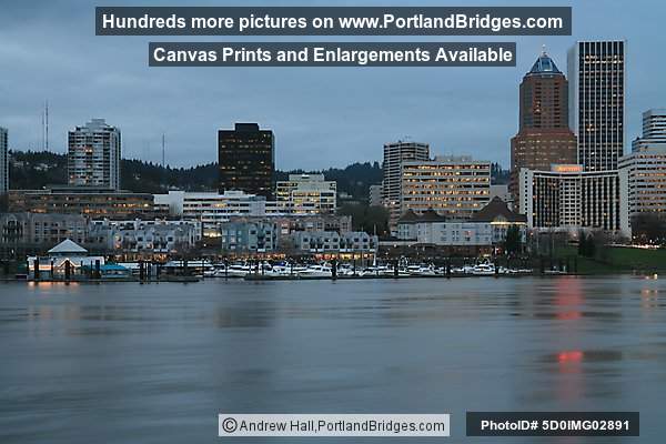 Riverplace and Portland Buildings, Willamette River, Dusk