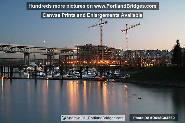 Riverplace Marina, The Strand Construction, Dusk (Portland, Oregon)