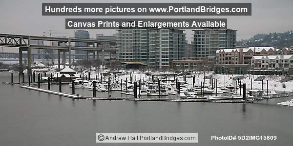 The Strand, Portland, Oregon, Riverplace Marina, Snow