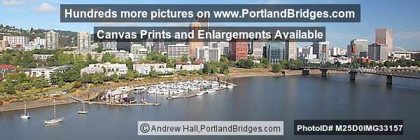 Portland Cityscape Panoramic, Riverplace, from Marquam Bridge