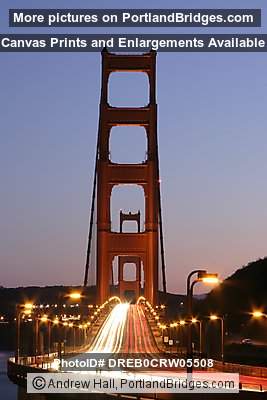 Golden Gate Bridge, Dusk, Car Lights