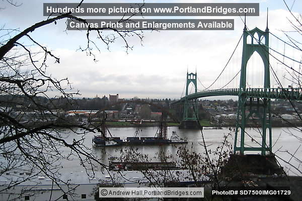 Sauvie Island Bridge New Span, under St. Johns Bridge (Portland, Oregon)