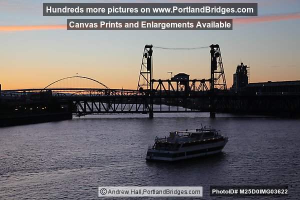 Steel Bridge, Portland Spirit, Fremont Bridge, Dusk