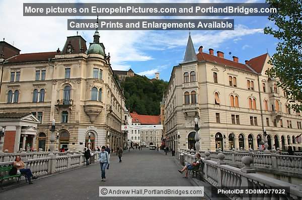 Triple Bridge, Facing Old Town and Castle, Ljubljana