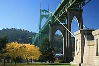 Portland St Johns Bridge Fall Leaves 
