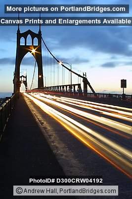 St. Johns Bridge, Daybreak, Light Streaks (Portland, Oregon)