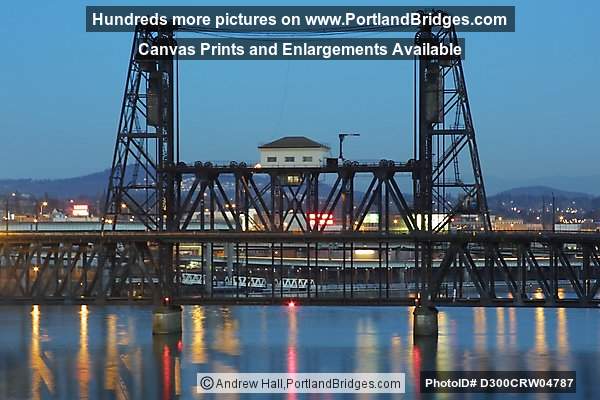 Steel Bridge and Willamette River, Dusk (Portland, Oregon)