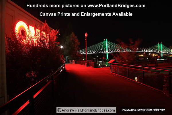 OMSI, Tilikum Crossing Lit Up At Night (Portland, Oregon)
