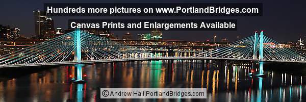 Tilikum Crossing Bridge, Portland Buildings, Dusk