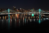 Portland Tilikum Crossing Bridge, City Buildings, Dusk 