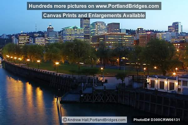 Portland Waterfront, Dusk, from Burnside Bridge