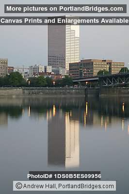 Willamette River reflections, US Bancorp Tower, Morning (Portland, Oregon)