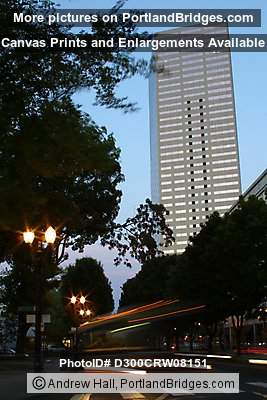 US Bancorp Tower with car light steaks (Portland, Oregon)